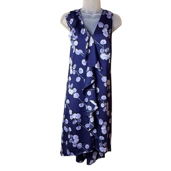 Whimsigoth‎ Midi Dress Sz M Fairy Floral Ruffle Blue White Petals - Picture 1 of 6